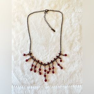 🌻Vintage Red Lucite Crystal Fringe Choker Necklace by 1928